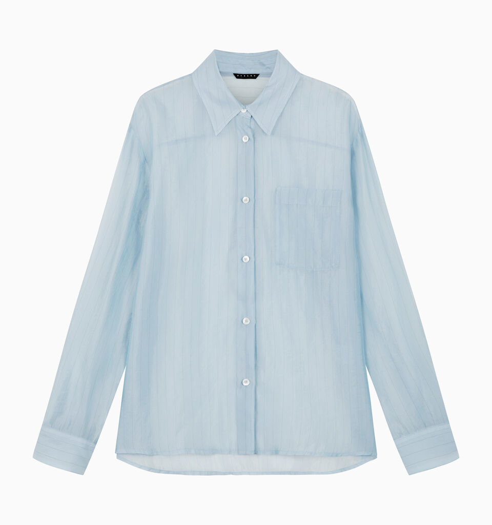 Brown 100% silk scarf - sisley k shirts - Light Blue | Sisley K image number 1
